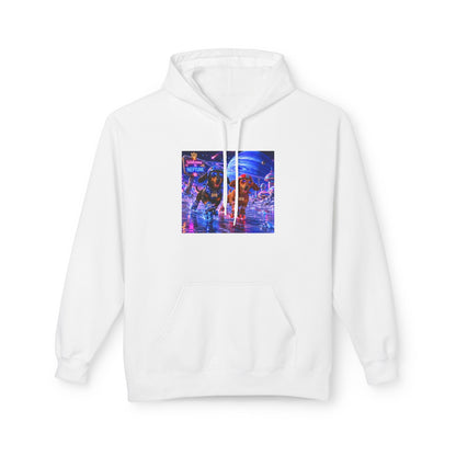 Cyber City Bear Hoodie — Neon Retro Vaporwave Streetwear