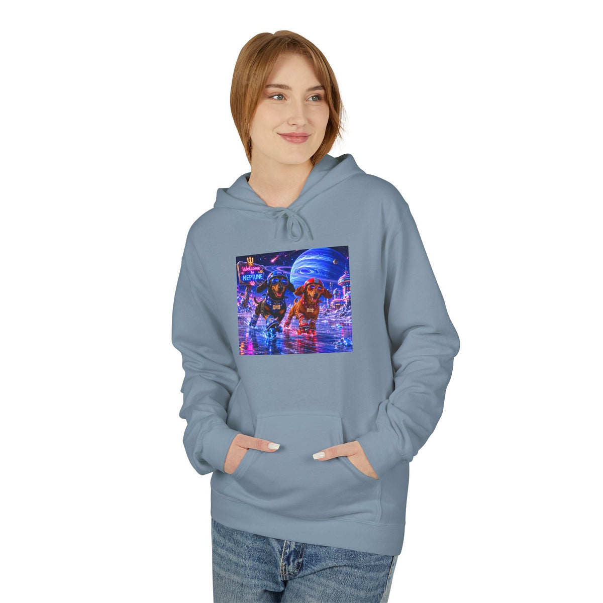 Cyber City Bear Hoodie — Neon Retro Vaporwave Streetwear