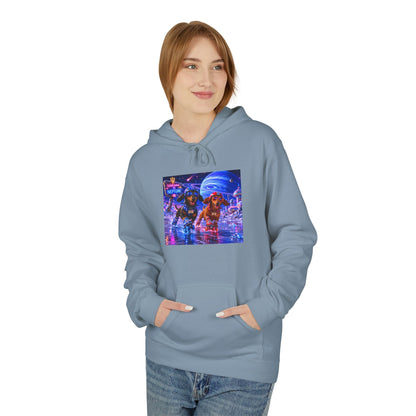 Cyber City Bear Hoodie — Neon Retro Vaporwave Streetwear
