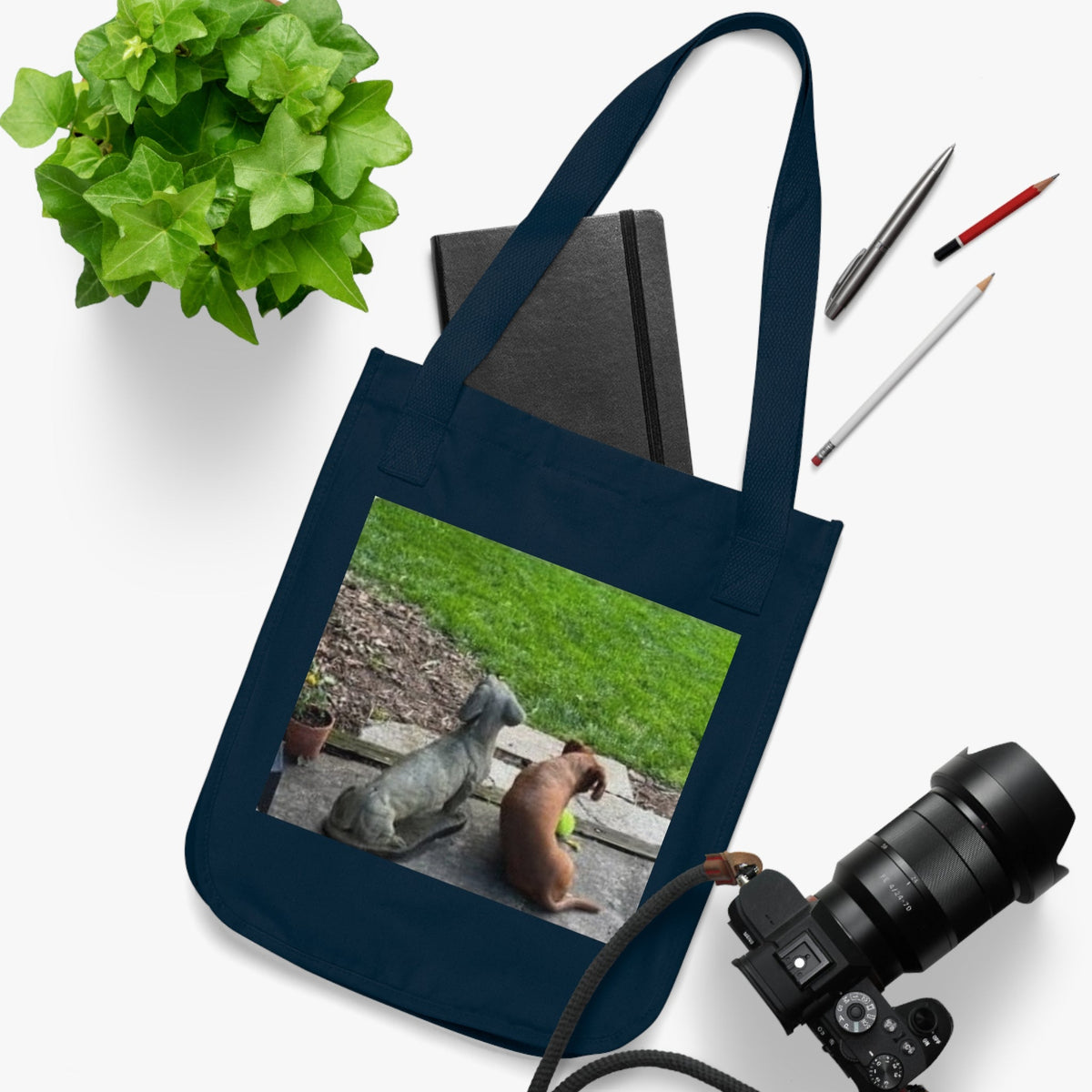 Canvas Tote Bag — Cute Dog Photo Eco Shopper