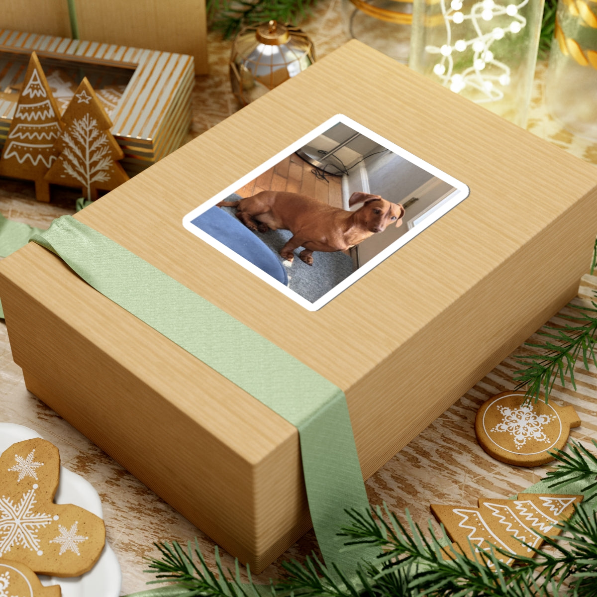 Dachshund Photo Kiss-Cut Sticker — Cute Brown Sausage Dog Laptop Decal