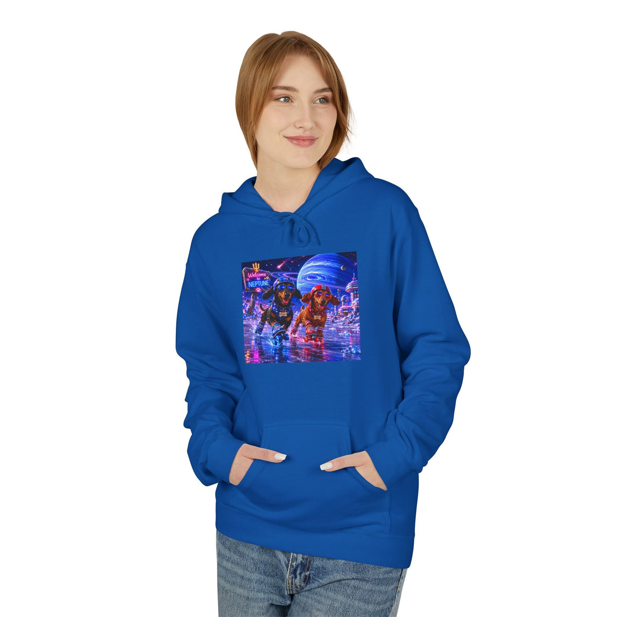 Cyber City Bear Hoodie — Neon Retro Vaporwave Streetwear