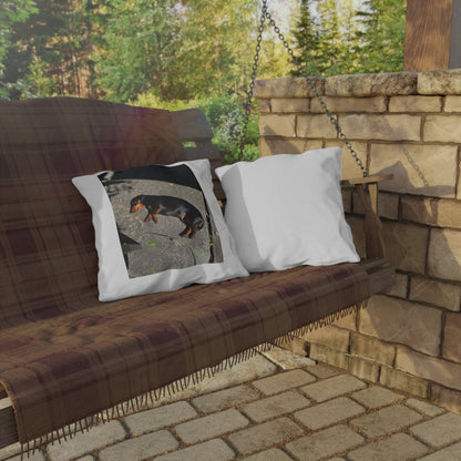 Dachshund Sunbathing Outdoor Pillow – Cute Dog Photo Patio Cushion